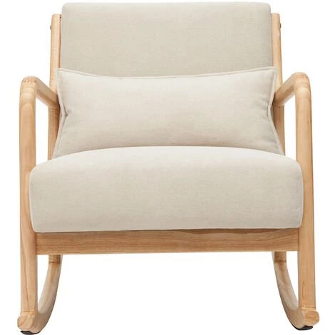 MILIBOO Rocking Chair Scandinave Bois Clair Et Tissu Effet Velours Beige DERRY - Beige Naturel Velours 3 MILIBOO Rocking Chair Scandinave Bois Clair Et Tissu Effet Velours Beige DERRY - Beige Naturel Velours