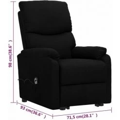 VidaXL Fauteuil Releveur Inclinable Noir Tissu - Noir 9 VidaXL Fauteuil Releveur Inclinable Noir Tissu - Noir -Pas Cher Fauteuil Magasin 64876211 3