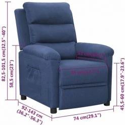 VidaXL Fauteuil Inclinable Bleu Tissu - Bleu 9 VidaXL Fauteuil Inclinable Bleu Tissu - Bleu -Pas Cher Fauteuil Magasin 64876414 3
