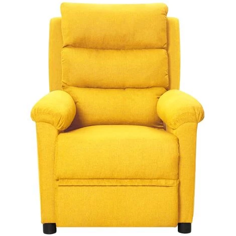 VidaXL Fauteuil Inclinable Jaune Tissu - Jaune 3 VidaXL Fauteuil Inclinable Jaune Tissu - Jaune