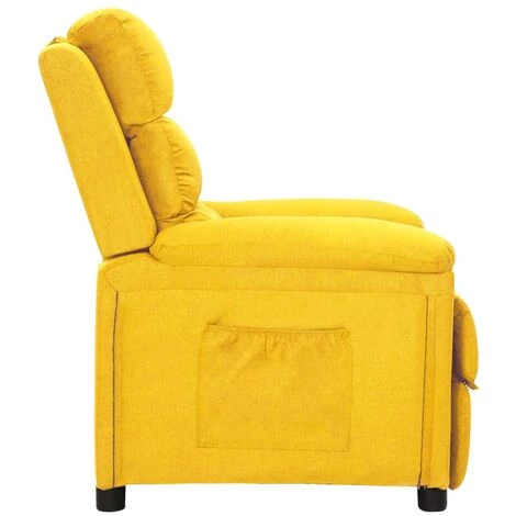 VidaXL Fauteuil Inclinable Jaune Tissu - Jaune 5 VidaXL Fauteuil Inclinable Jaune Tissu - Jaune – Image 3