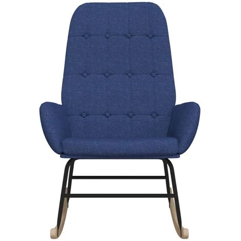 Chaise à Bascule Tissu Bleu VidaXL 3 Chaise à Bascule Tissu Bleu VidaXL