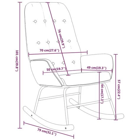 Chaise à Bascule Tissu Bleu VidaXL 5 Chaise à Bascule Tissu Bleu VidaXL – Image 3