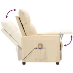 VidaXL Fauteuil De Massage Inclinable Crème Tissu - Crème -Pas Cher Fauteuil Magasin 64876806 4