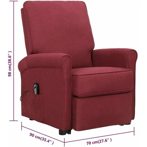 VidaXL Fauteuil Releveur Inclinable Bordeaux Tissu - Rouge 5 VidaXL Fauteuil Releveur Inclinable Bordeaux Tissu - Rouge – Image 3