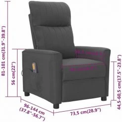 VidaXL Fauteuil De Massage Inclinable Gris Foncé Tissu - Gris -Pas Cher Fauteuil Magasin 64882748 3
