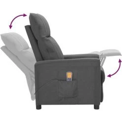 VidaXL Fauteuil De Massage Inclinable Gris Foncé Tissu - Gris -Pas Cher Fauteuil Magasin 64882748 4