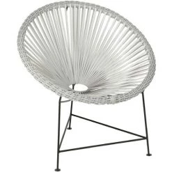 LES TENDANCES Fauteuil Acapulco Métal Et Rotin Blanc Shira