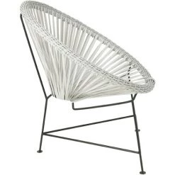 LES TENDANCES Fauteuil Acapulco Métal Et Rotin Blanc Shira -Pas Cher Fauteuil Magasin 65116922 3