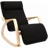 HELLOSHOP26 Fauteuil à Bascule En Bois De Bouleau Fauteuil à Bascule Avec Repose-pieds Réglable Idéal Pour Salon Bureau Terrasse Antidérapant Montage Facile Charge Max 150 Kg Noir - Bois