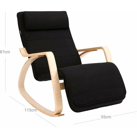HELLOSHOP26 Fauteuil à Bascule En Bois De Bouleau Fauteuil à Bascule Avec Repose-pieds Réglable Idéal Pour Salon Bureau Terrasse Antidérapant Montage Facile Charge Max 150 Kg Noir - Bois 6 HELLOSHOP26 Fauteuil à Bascule En Bois De Bouleau Fauteuil à Bascule Avec Repose-pieds Réglable Idéal Pour Salon Bureau Terrasse Antidérapant Montage Facile Charge Max 150 Kg Noir - Bois – Image 4