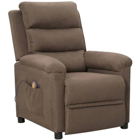 VidaXL Fauteuil De Massage Inclinable Taupe Tissu - Taupe 3 VidaXL Fauteuil De Massage Inclinable Taupe Tissu - Taupe
