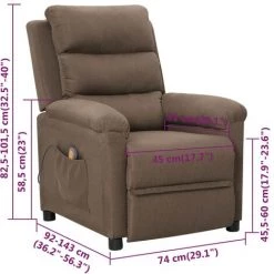 VidaXL Fauteuil De Massage Inclinable Taupe Tissu - Taupe 9 VidaXL Fauteuil De Massage Inclinable Taupe Tissu - Taupe -Pas Cher Fauteuil Magasin 65296984 3