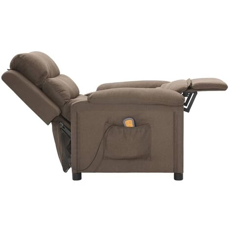 VidaXL Fauteuil De Massage Inclinable Taupe Tissu - Taupe 7 VidaXL Fauteuil De Massage Inclinable Taupe Tissu - Taupe – Image 5