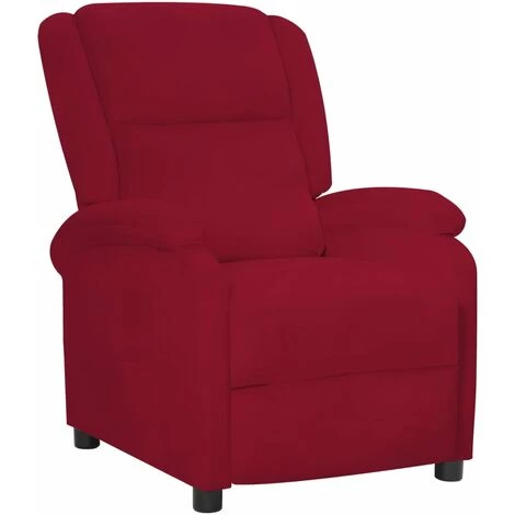 VidaXL Fauteuil Inclinable Rouge Bordeaux Velours - Rouge 3 VidaXL Fauteuil Inclinable Rouge Bordeaux Velours - Rouge