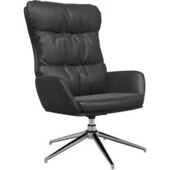 Chaise De Relaxation Noir Cuir Véritable VidaXL
