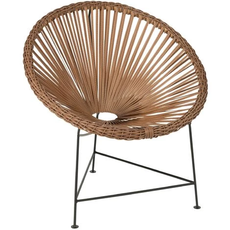 LES TENDANCES Fauteuil Acapulco Métal Et Rotin Marron Eugenio 3 LES TENDANCES Fauteuil Acapulco Métal Et Rotin Marron Eugenio