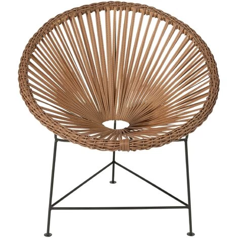 LES TENDANCES Fauteuil Acapulco Métal Et Rotin Marron Eugenio 4 LES TENDANCES Fauteuil Acapulco Métal Et Rotin Marron Eugenio – Image 2