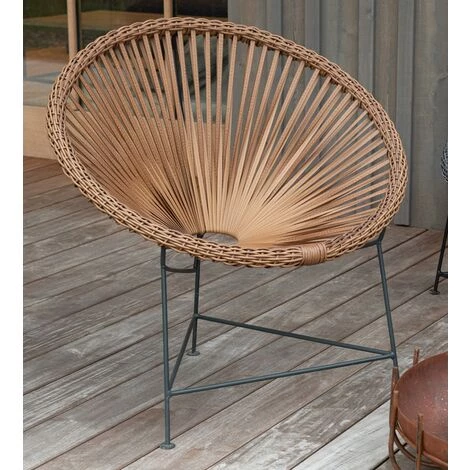 LES TENDANCES Fauteuil Acapulco Métal Et Rotin Marron Eugenio 5 LES TENDANCES Fauteuil Acapulco Métal Et Rotin Marron Eugenio – Image 3