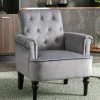 FIMEI Fauteuil à Oreilles Fauteuil Relax Avec Revêtement En Velours Stylé Fauteuil à Boutons Rembourré Et Tufté Pour Salon Et Chambre à Coucher, Gris Vintage 86*69*74cm