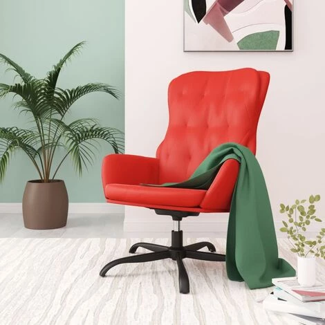 VidaXL Chaise De Relaxation Rouge Similicuir - Rouge 4 VidaXL Chaise De Relaxation Rouge Similicuir - Rouge – Image 2