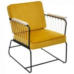 EASY Fauteuil En Velours Anzio Oc, Ocre