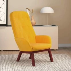 VidaXL Chaise De Relaxation Jaune Moutarde Velours - Jaune -Pas Cher Fauteuil Magasin 65788004 2