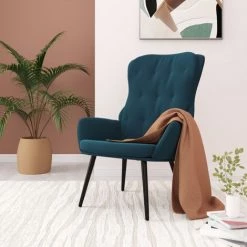Chaise De Relaxation Velours Bleu VidaXL 8 Chaise De Relaxation Velours Bleu VidaXL -Pas Cher Fauteuil Magasin 65788209 2