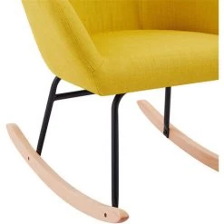 BAïTA Fauteuil HILDA En Tissu Jaune Rocking Chair - Jaune -Pas Cher Fauteuil Magasin 65823098 4