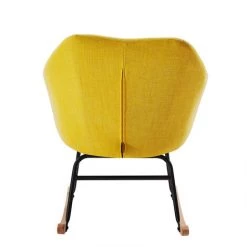 BAïTA Fauteuil HILDA En Tissu Jaune Rocking Chair - Jaune -Pas Cher Fauteuil Magasin 65823098 5