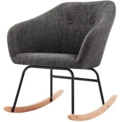 BAïTA Fauteuil HILDA En Tissu Anthracite Rocking Chair - Gris