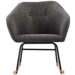 BAïTA Fauteuil HILDA En Tissu Anthracite Rocking Chair - Gris -Pas Cher Fauteuil Magasin 65823103 3