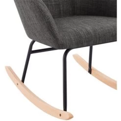 BAïTA Fauteuil HILDA En Tissu Anthracite Rocking Chair - Gris -Pas Cher Fauteuil Magasin 65823103 4