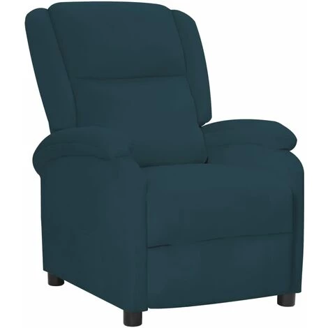 VidaXL Fauteuil Inclinable Bleu Velours - Bleu 3 VidaXL Fauteuil Inclinable Bleu Velours - Bleu
