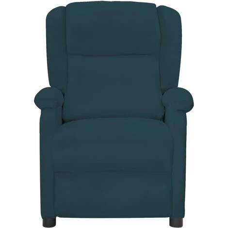 VidaXL Fauteuil Inclinable Bleu Velours - Bleu 4 VidaXL Fauteuil Inclinable Bleu Velours - Bleu – Image 2