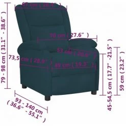 VidaXL Fauteuil Inclinable Bleu Velours - Bleu 9 VidaXL Fauteuil Inclinable Bleu Velours - Bleu -Pas Cher Fauteuil Magasin 65848942 3