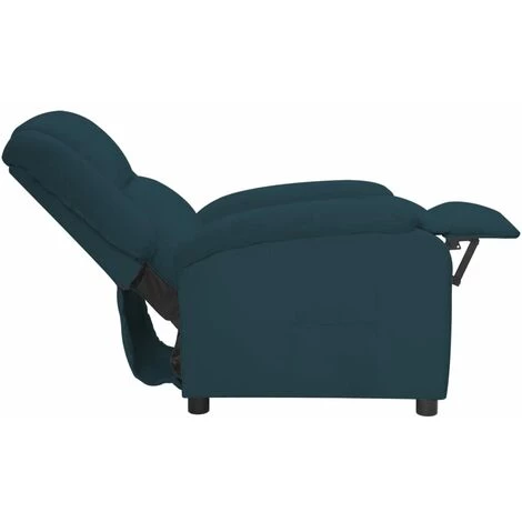VidaXL Fauteuil Inclinable Bleu Velours - Bleu 6 VidaXL Fauteuil Inclinable Bleu Velours - Bleu – Image 4