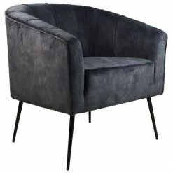 HSM COLLECTION Chester - Fauteuil - Velours Adore/Métal - Marron/Noir - 72x71x80 Cm - Anthracite -Pas Cher Fauteuil Magasin 65855756 3