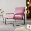 FVO Salon Avec Dossier Et Accoudoirs, Chaise Moderne Relax à Accoudoir Unique Avec Coussin En Velours，Siège Rembourée En Velours ，pour Salle à Manger, Salle De Séjour, Bureau，chambre ( Pink) -Pas Cher Fauteuil Magasin 65884549 1
