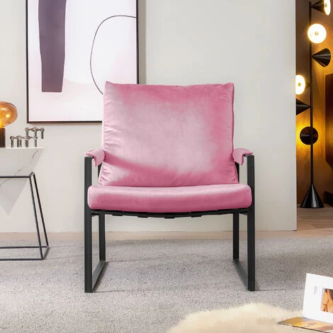FVO Salon Avec Dossier Et Accoudoirs, Chaise Moderne Relax à Accoudoir Unique Avec Coussin En Velours,Siège Rembourée En Velours ,pour Salle à Manger, Salle De Séjour, Bureau,chambre ( Pink) 4 FVO Salon Avec Dossier Et Accoudoirs, Chaise Moderne Relax à Accoudoir Unique Avec Coussin En Velours,Siège Rembourée En Velours ,pour Salle à Manger, Salle De Séjour, Bureau,chambre ( Pink) – Image 2