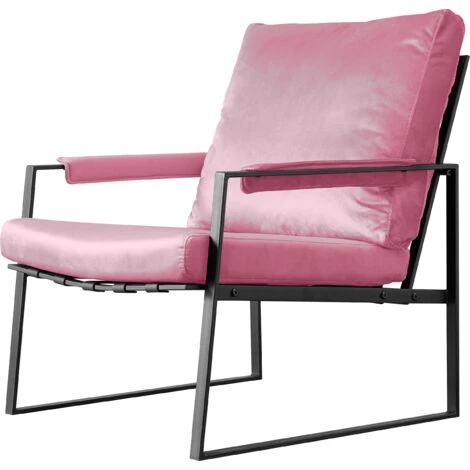 FVO Salon Avec Dossier Et Accoudoirs, Chaise Moderne Relax à Accoudoir Unique Avec Coussin En Velours,Siège Rembourée En Velours ,pour Salle à Manger, Salle De Séjour, Bureau,chambre ( Pink) 5 FVO Salon Avec Dossier Et Accoudoirs, Chaise Moderne Relax à Accoudoir Unique Avec Coussin En Velours,Siège Rembourée En Velours ,pour Salle à Manger, Salle De Séjour, Bureau,chambre ( Pink) – Image 3