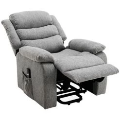 VENTE-UNIQUE.COM Fauteuil Releveur électrique En Tissu Gris Clair NADINE - Gris Clair -Pas Cher Fauteuil Magasin 65909755 4
