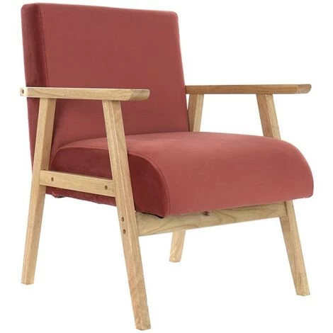 BRICOMARTEAU Fauteuil DKD Home Decor Rouge Polyester Bois MDF (61 X 63 X 77 Cm) 3 BRICOMARTEAU Fauteuil DKD Home Decor Rouge Polyester Bois MDF (61 X 63 X 77 Cm)