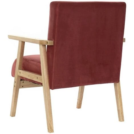 BRICOMARTEAU Fauteuil DKD Home Decor Rouge Polyester Bois MDF (61 X 63 X 77 Cm) 4 BRICOMARTEAU Fauteuil DKD Home Decor Rouge Polyester Bois MDF (61 X 63 X 77 Cm) – Image 2