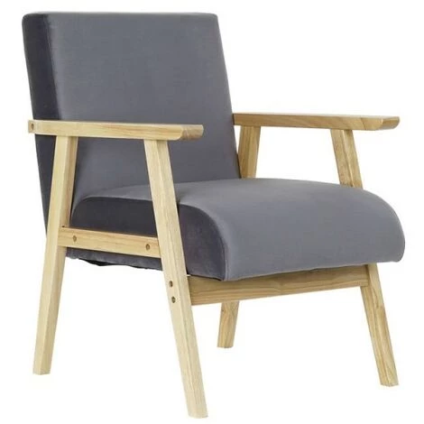 BRICOMARTEAU Fauteuil DKD Home Decor Gris Polyester Bois MDF (62 X 70 X 76 Cm) 3 BRICOMARTEAU Fauteuil DKD Home Decor Gris Polyester Bois MDF (62 X 70 X 76 Cm)