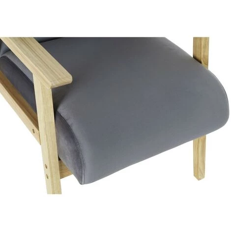 BRICOMARTEAU Fauteuil DKD Home Decor Gris Polyester Bois MDF (62 X 70 X 76 Cm) 4 BRICOMARTEAU Fauteuil DKD Home Decor Gris Polyester Bois MDF (62 X 70 X 76 Cm) – Image 2