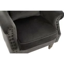 BRICOMARTEAU Fauteuil DKD Home Decor Velours Bois D'hévéa Gris Foncé (74 X 70 X 88 Cm) -Pas Cher Fauteuil Magasin 65928054 4