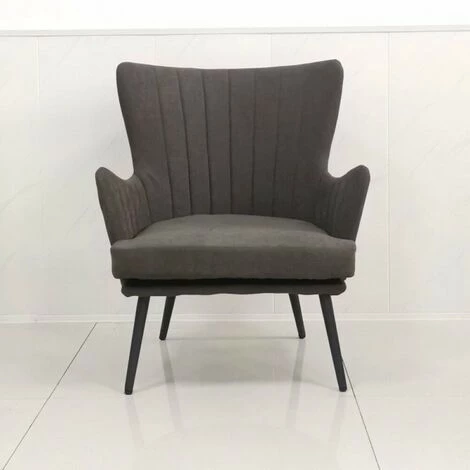 BRICOMARTEAU Fauteuil DKD Home Decor Polyester Bois MDF Gris Foncé (60 X 57 X 88 Cm) 4 BRICOMARTEAU Fauteuil DKD Home Decor Polyester Bois MDF Gris Foncé (60 X 57 X 88 Cm) – Image 2