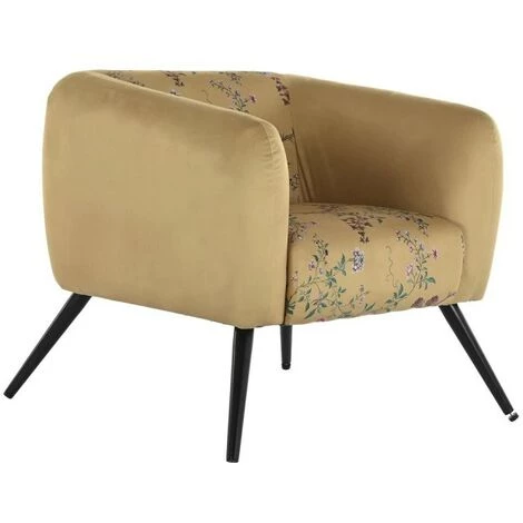 BRICOMARTEAU Fauteuil DKD Home Decor Noir Métal Polyester Jaune (75 X 71 X 71 Cm) 3 BRICOMARTEAU Fauteuil DKD Home Decor Noir Métal Polyester Jaune (75 X 71 X 71 Cm)