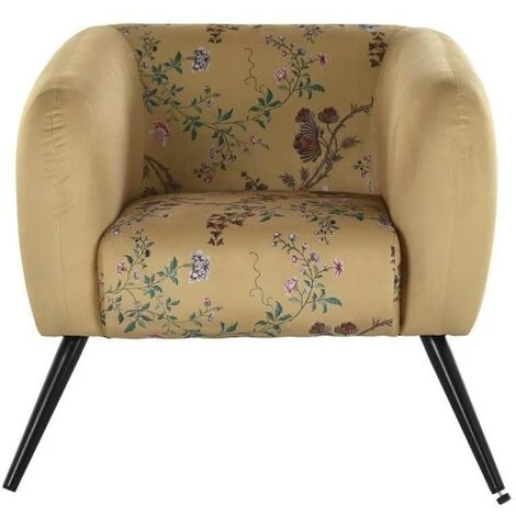 BRICOMARTEAU Fauteuil DKD Home Decor Noir Métal Polyester Jaune (75 X 71 X 71 Cm) 7 BRICOMARTEAU Fauteuil DKD Home Decor Noir Métal Polyester Jaune (75 X 71 X 71 Cm) – Image 5